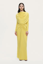 Draped Cowl-Front Column Dress